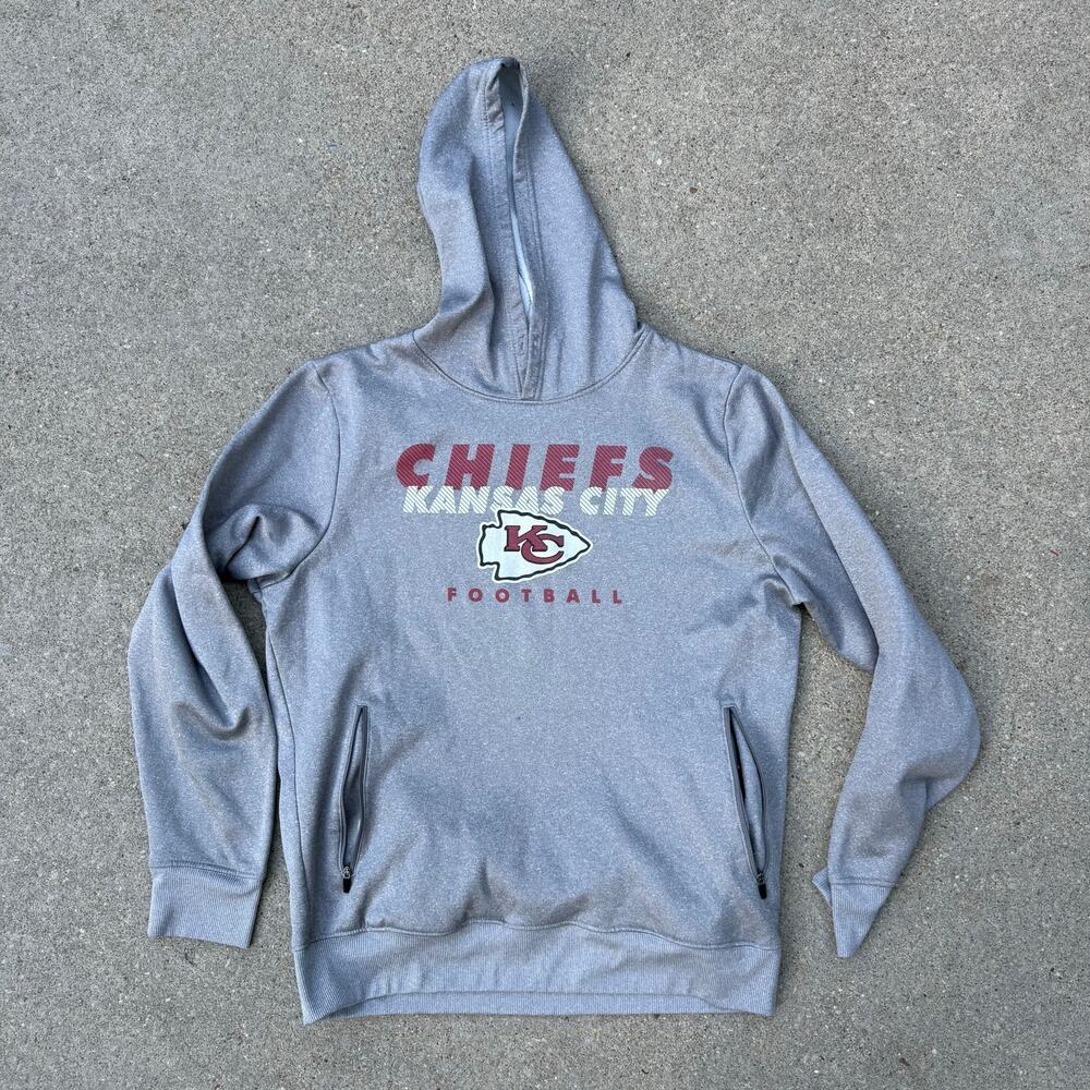 Chiefs Kansas City NFL Football Gray Sweatshirt Hoodie Pullover LARGE